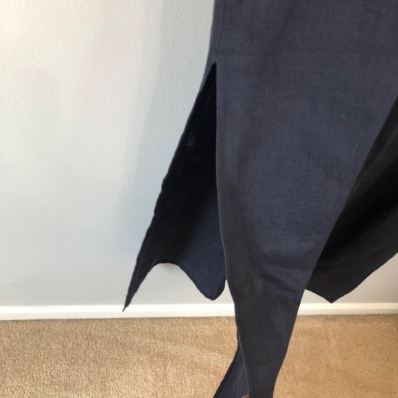 Sail to Sable Maxi Dress High Neck Slit Embroidered Navy - Picture 7 of 14